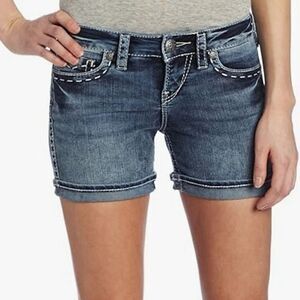 Silver Jeans McKenzie Flap Blue Denim Shorts